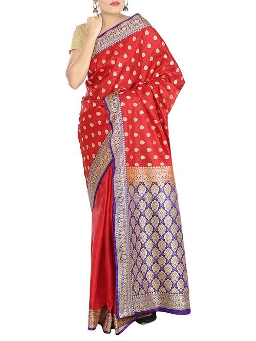 zari motifs banarasi saree with blouse - 12428128 - Very Small Image - 1
