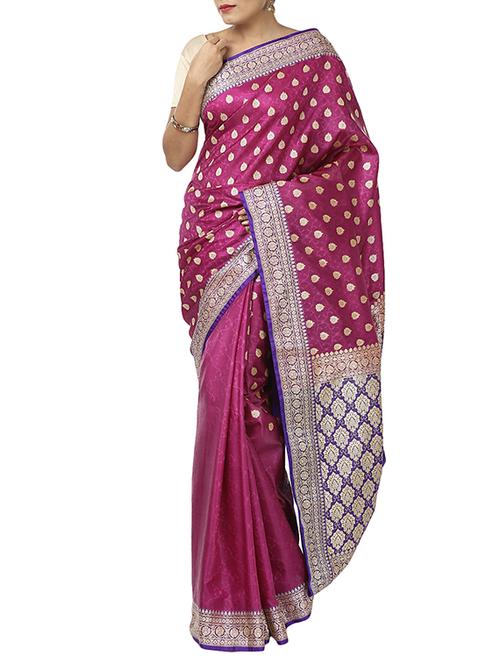 zari motifs banarasi saree with blouse - 12428129 - Very Small Image - 1