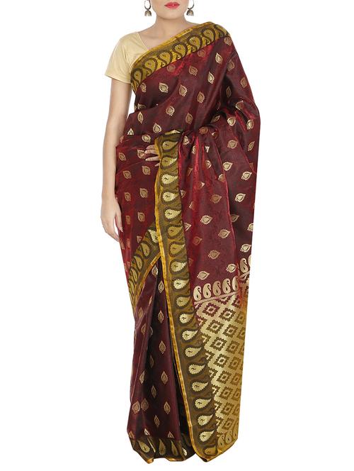 zari motifs banarasi saree with blouse - 12428139 - Very Small Image - 1