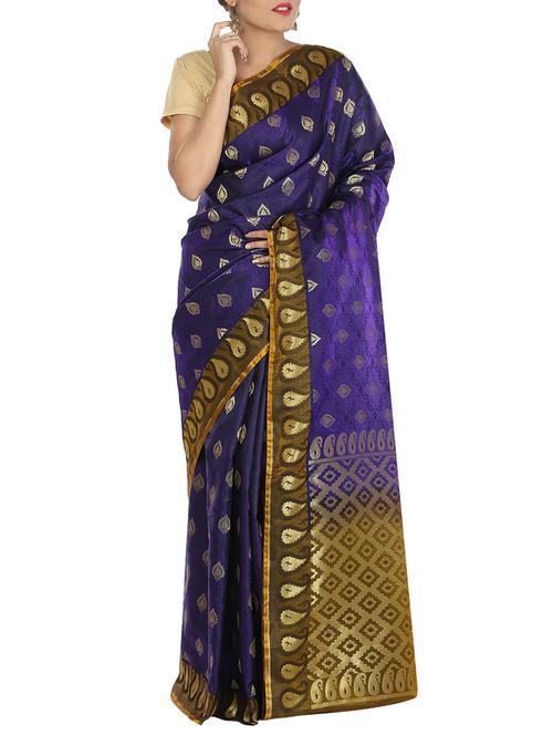 zari motifs banarasi saree with blouse - 12428140 - Very Small Image - 1