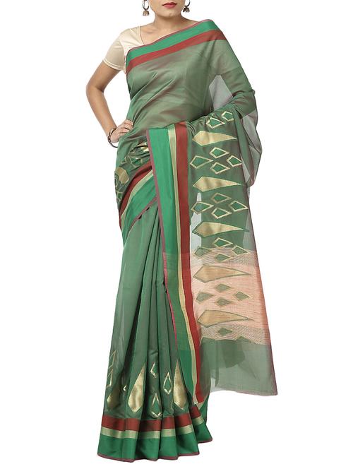 zari bordered saree with blouse - 12428145 - Very Small Image - 1
