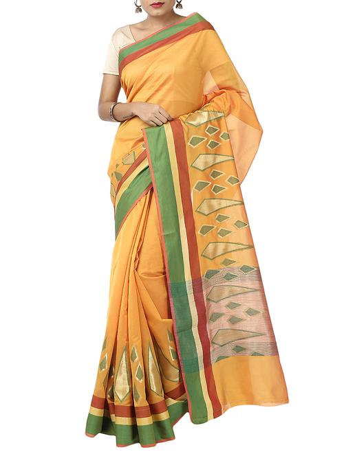 yellow embroidered saree with blouse - 12428147 - Very Small Image - 1