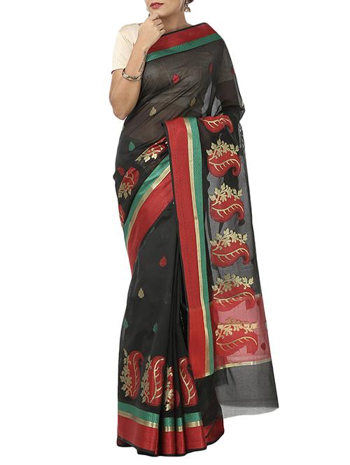 zari woven saree with blouse - 12428149 - Very Small Image - 1