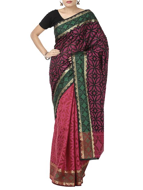 maroon half and half saree with blouse - 12428169 - Very Small Image - 1