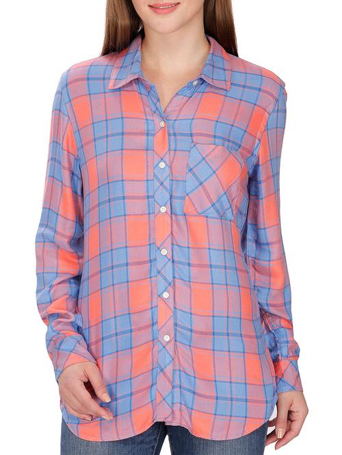 multicolored checkered rayon regular shirt - 12431938 - Very Small Image - 1