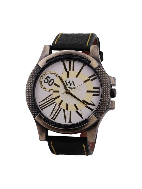 black genuine leather analogue watch - 12432620 - Very Small Image - 1