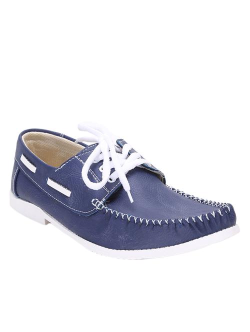 blue leatherette lace up boat shoe - 12435042 - Very Small Image - 1
