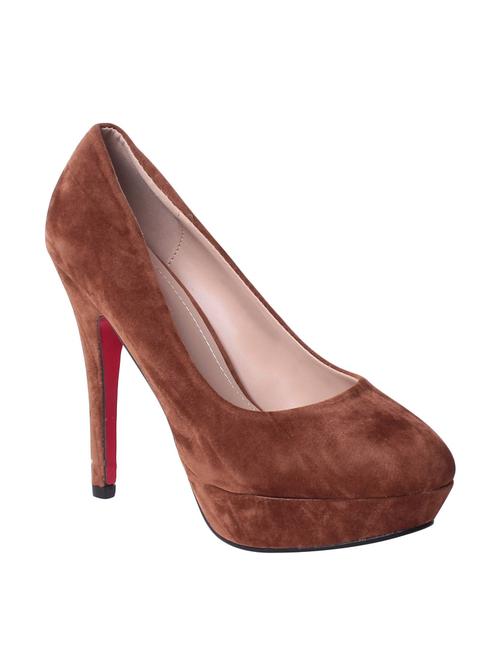 brown leatherette platforms pumps - 12437159 - Very Small Image - 1