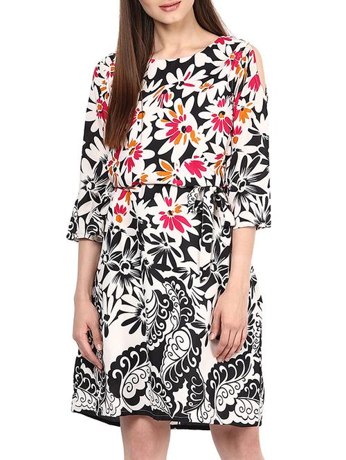 tie front floral a-line dress - 12437421 - Very Small Image - 1