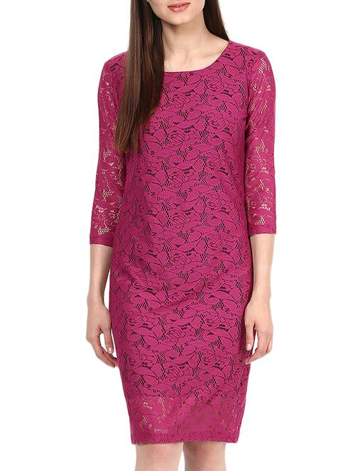 scoop neck laced sheath dress - 12437425 - Very Small Image - 1