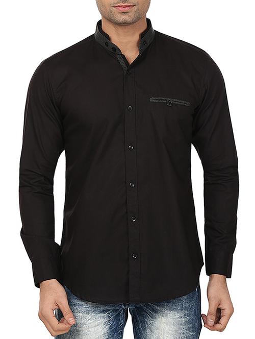 black cotton casual shirt - 12441002 - Very Small Image - 1