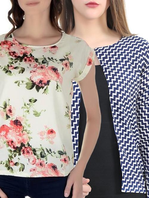 set of 2 multicolored printed crepe top - 12442524 - Very Small Image - 1