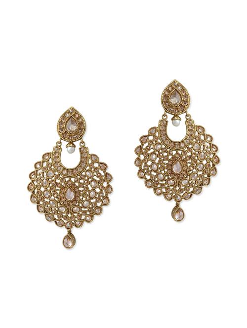 gold metal chandballi earring - 12442769 - Very Small Image - 1