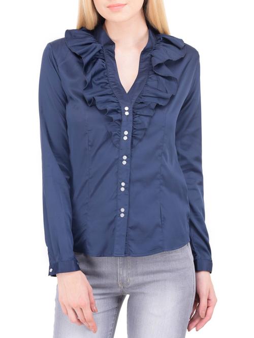 navy blue polyester regular shirt - 12444343 - Very Small Image - 1