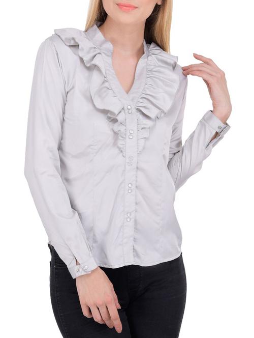 grey polyester regular shirt - 12444345 - Very Small Image - 1
