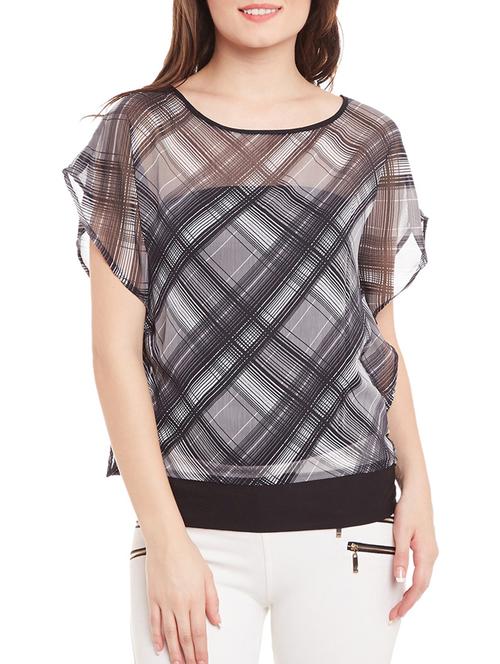 sheer elasticated waist top - 12444596 - Very Small Image - 1