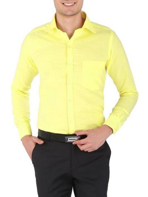 yellow solid formal shirt - 12444705 - Very Small Image - 1