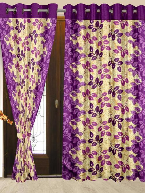 set of 2 polyester floral curtain - 12450982 - Very Small Image - 1
