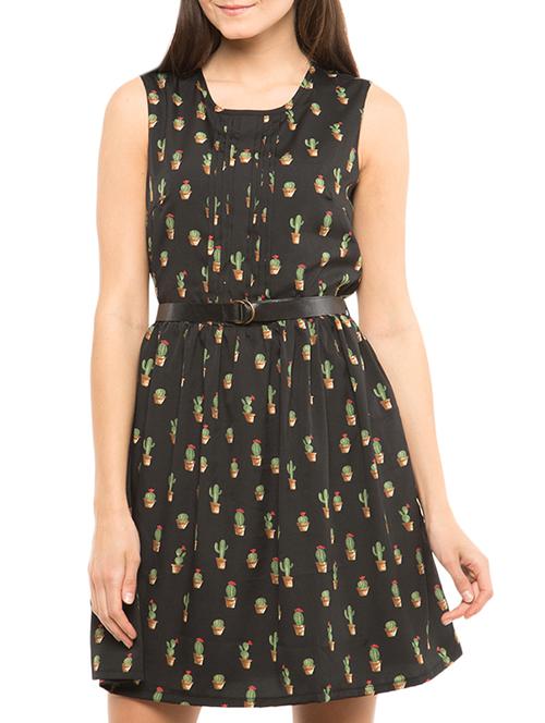 black polyester fit & flare dress - 12454542 - Very Small Image - 1