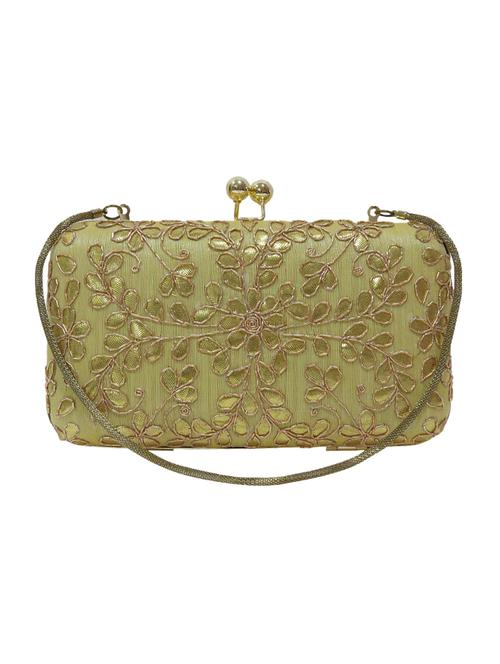gold silk embellished box clutch - 12458882 - Very Small Image - 1