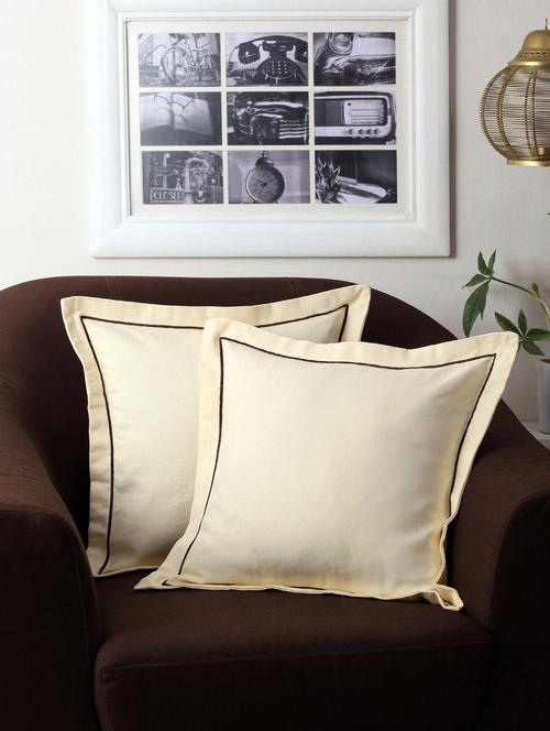 first row collections white cotton cushion cover set of 2 pecs- 16x16 inch - 12459053 - Very Small Image - 1