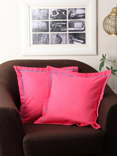 first row collections light pink cotton cushion cover set of 2 pecs- 16x16 inch - 12459415 - Very Small Image - 1