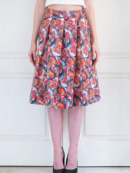 multicoloured khadi cotton box pleat skirt - 12459981 - Very Small Image - 1