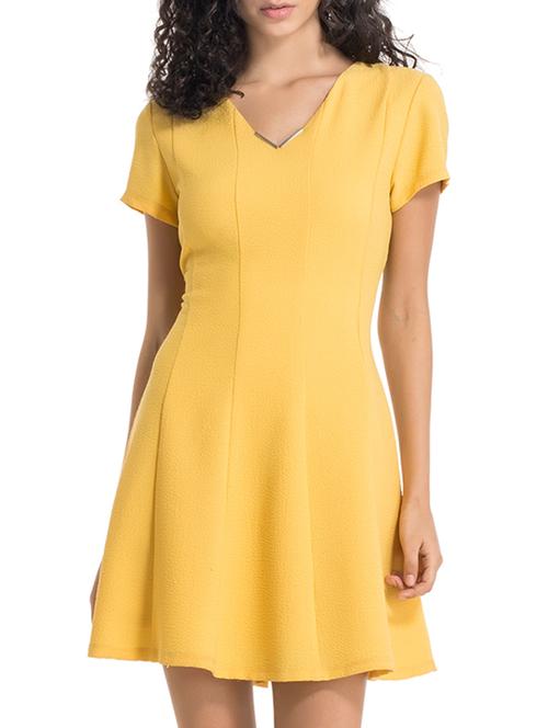 yellow polyester aline dress - 12461982 - Very Small Image - 1