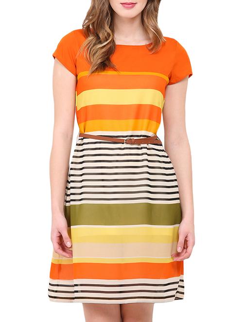 orange striped georgette dress - 12462170 - Very Small Image - 1