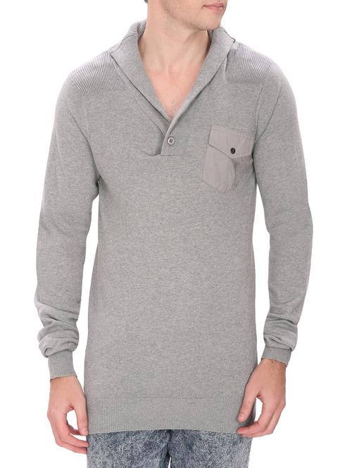 solid grey wool pullover - 12462701 - Very Small Image - 1