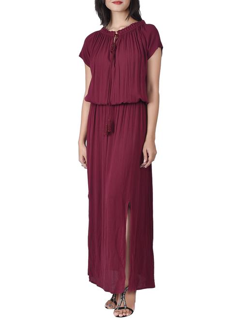 brown rayon maxi dress - 12468929 - Very Small Image - 1