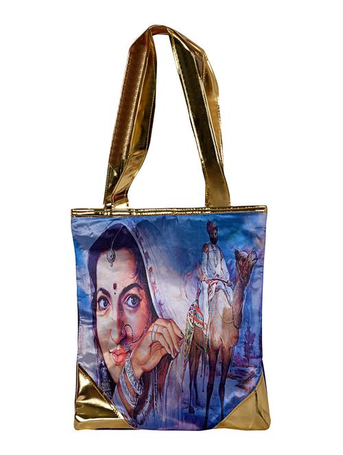 Blue graphic printed cotton tote - 12470159 - Very Small Image - 1