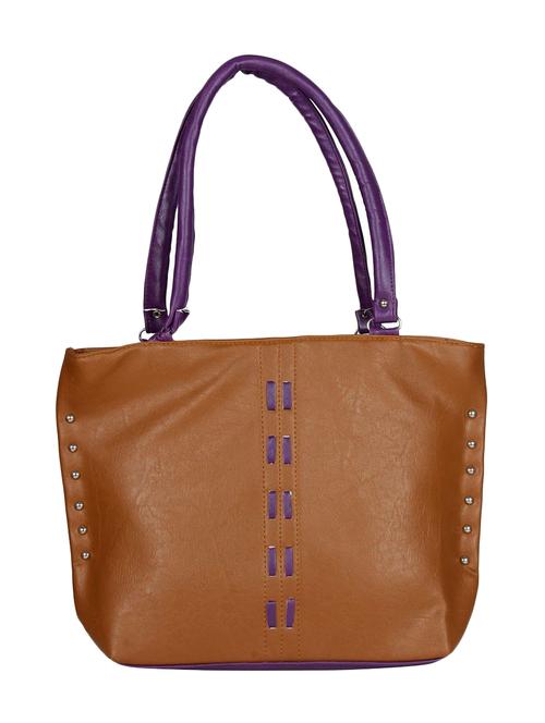 brown synthetic leather handbag - 12470842 - Very Small Image - 1