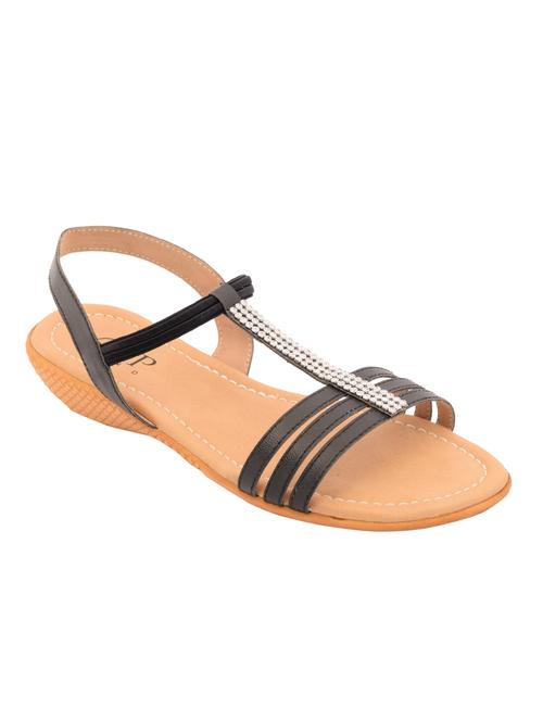 black leatherette back strap sandals - 12471770 - Very Small Image - 1