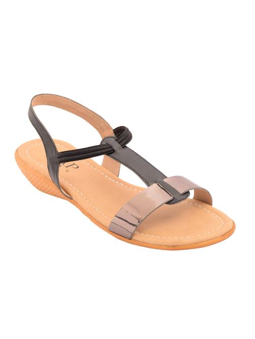 black leatherette back strap sandals - 12471786 - Very Small Image - 1