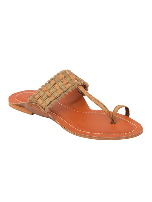 brown leatherette slip on sandals - 12471834 - Very Small Image - 1