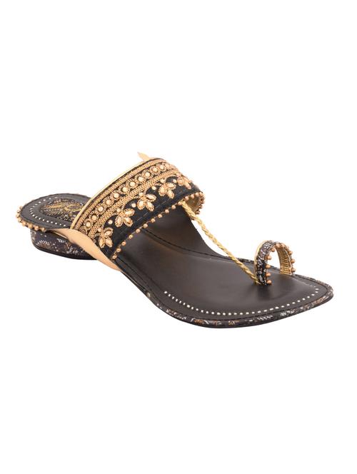 black leatherette slip on sandals - 12471836 - Very Small Image - 1