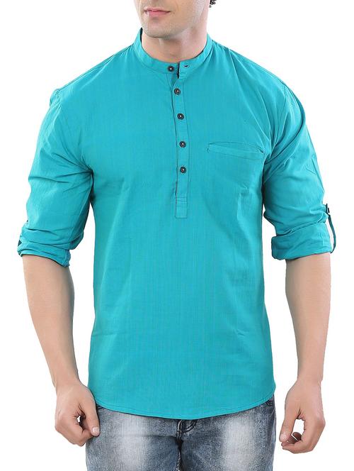blue cotton kurta - 12472092 - Very Small Image - 1