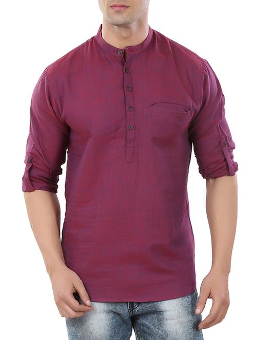 purple cotton kurta - 12472114 - Very Small Image - 1