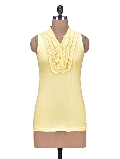 yellow cotton knit plain top - 1247247 - Very Small Image - 1