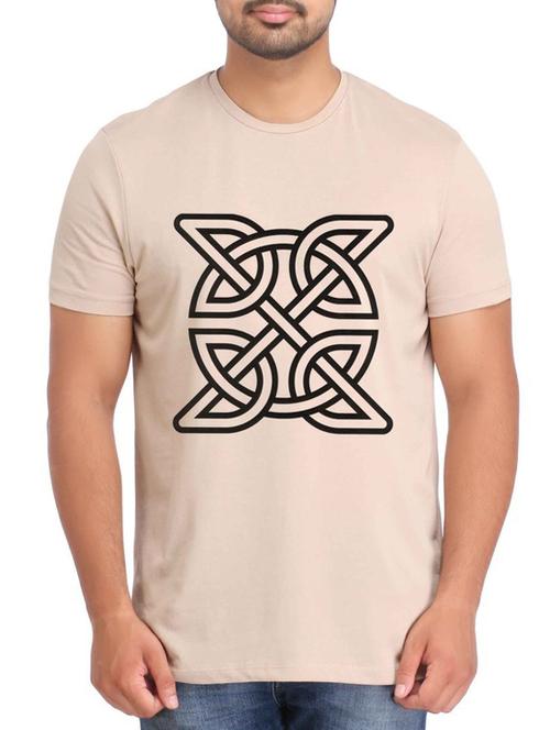 beige printed cotton t-shirt - 12473233 - Very Small Image - 1