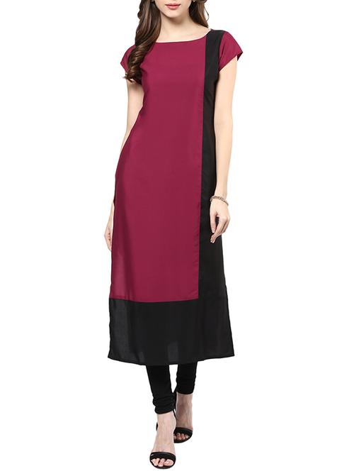 color block straight long kurta - 12475080 - Very Small Image - 1