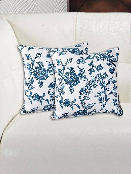 avira home 100% cotton matalesse printed cushion cover- set of 2-blue & white - 12475561 - Very Small Image - 1