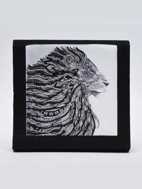 black lion print embellished minaudiere - 1247589 - Very Small Image - 1