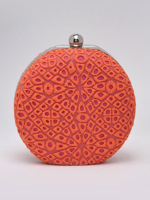 Orange and pink cutwork box clutch - 1247602 - Very Small Image - 1