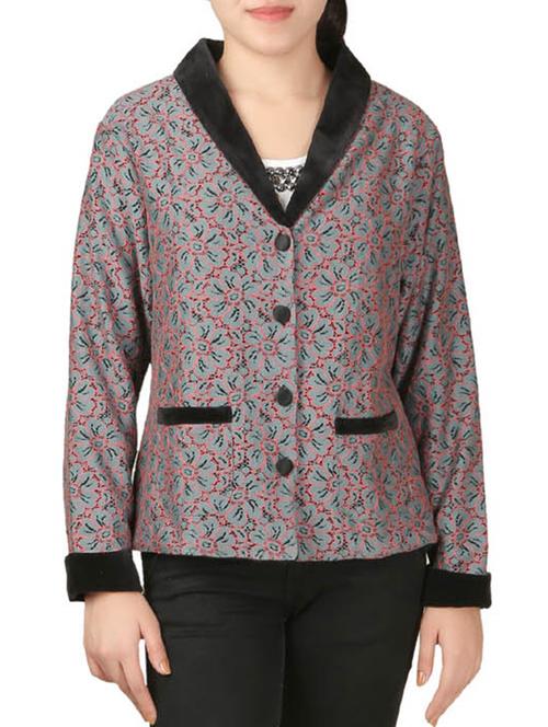 grey floral lace blazer - 12476245 - Very Small Image - 1