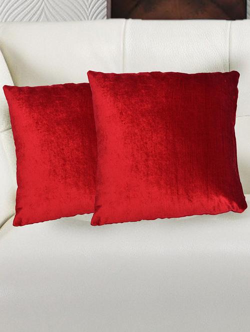 avira home luxury plain velvet cushion cover-set of 2-red - 12476921 - Very Small Image - 1