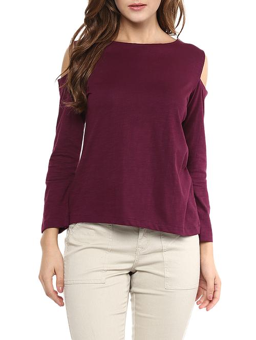 cold shoulder solid top - 12478252 - Very Small Image - 1