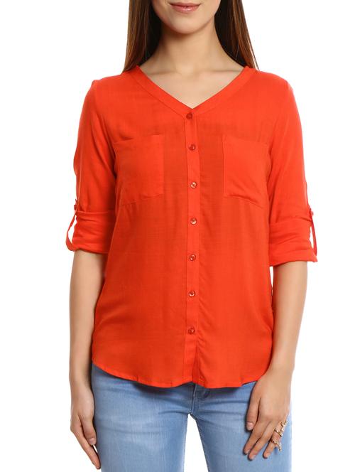 orange rayon regular shirt - 12478802 - Very Small Image - 1