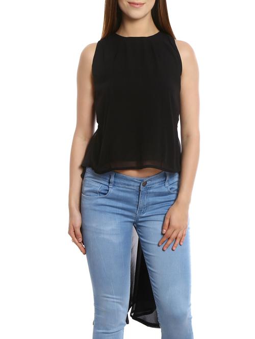 black georgette asymmetric top - 12478808 - Very Small Image - 1